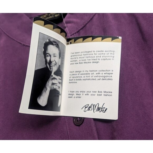 NEW Vintage Bob Mackie Wearable Art Purple Button Up Blazer Blouse Women’s XS - Picture 6 of 7